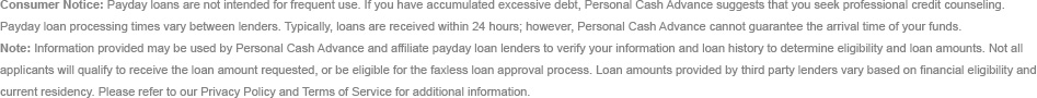 Payday Loan Disclaimer